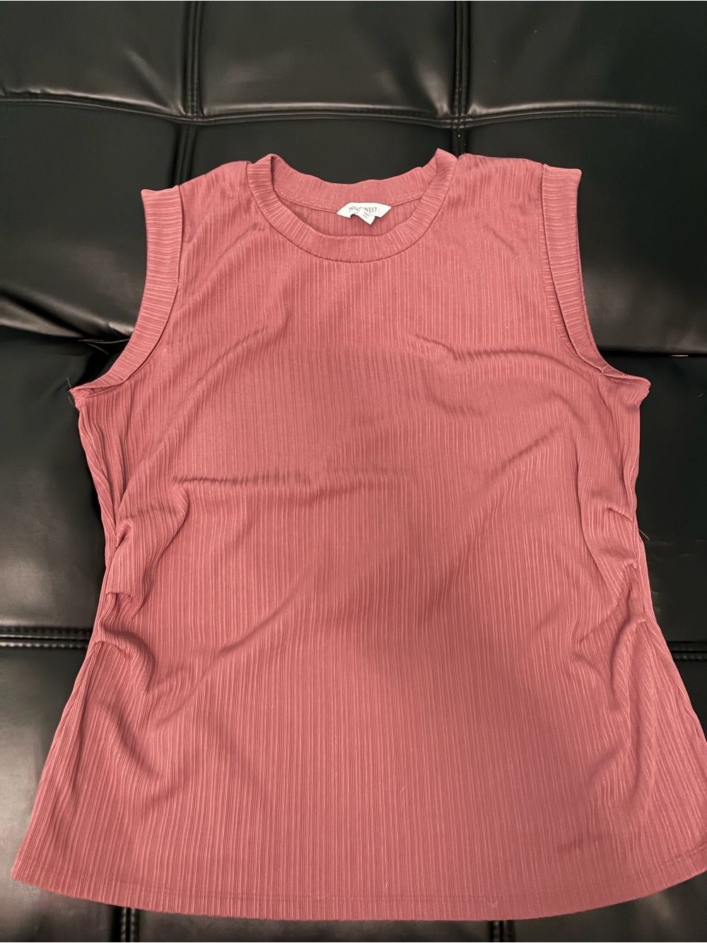 Nine West Sleeveless Ribbed Tank Top - Rose Pink
